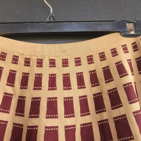 Anthropologie Moth Brown Knit Windowpane Skater Skirt XS - Picture 10 of 13